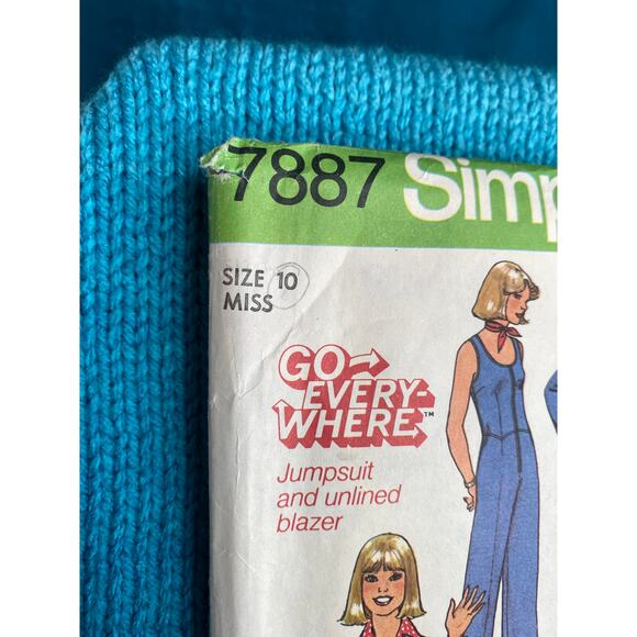 Simplicity 7887 Sewing pattern Jumpsuit wide leg blazer 1970s size 10 - Picture 2 of 5